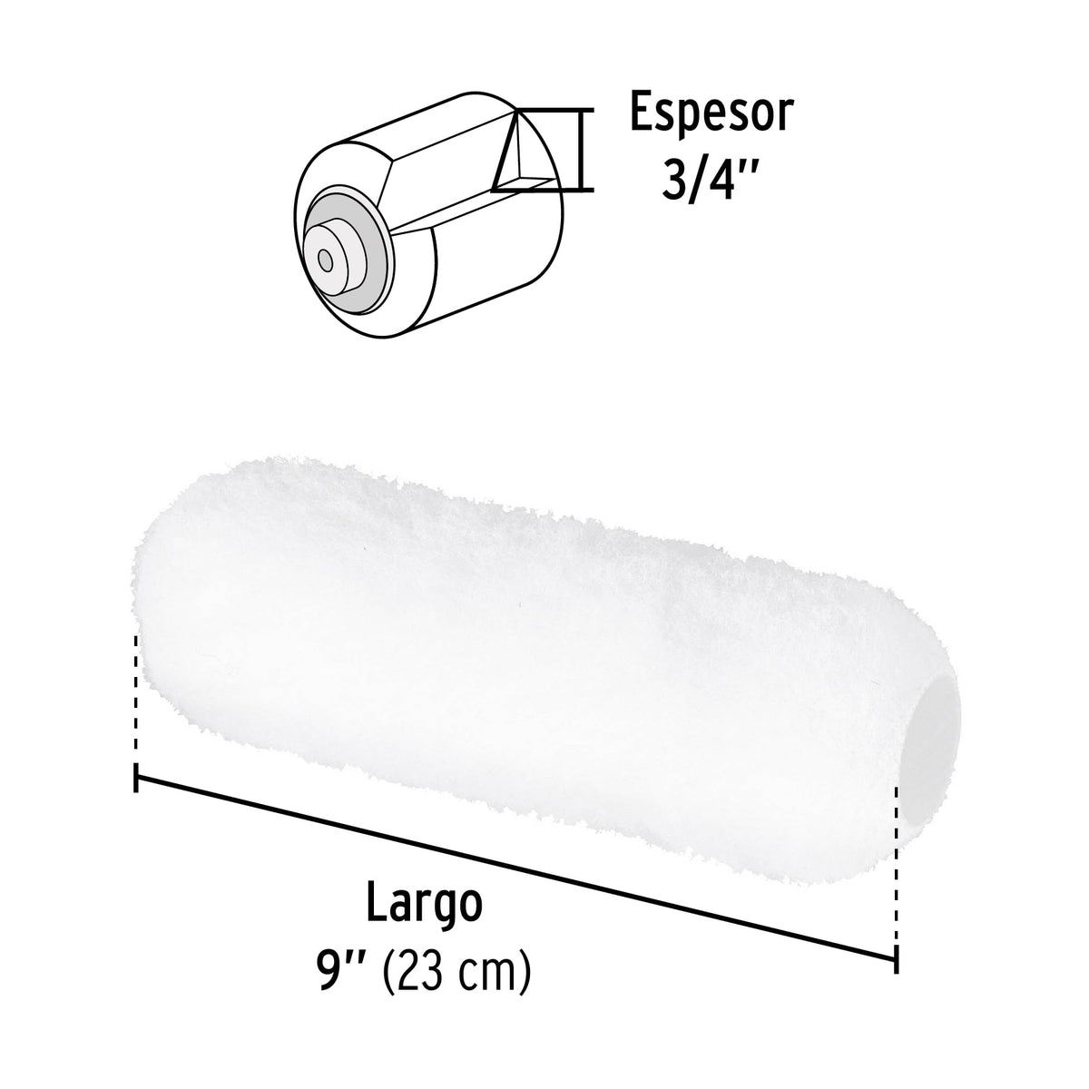FELPA PARA RODILLO, 9 X 3/4", SUPERFICIES RUGOSAS, PRETUL 28043 P
