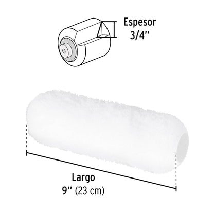 FELPA PARA RODILLO, 9 X 3/4", SUPERFICIES RUGOSAS, PRETUL 28043 P