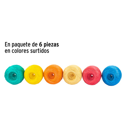 ROLLO DE RAFIAS COLORES SURTIDOS, CALIBRE 2.2 G/M 45033 *