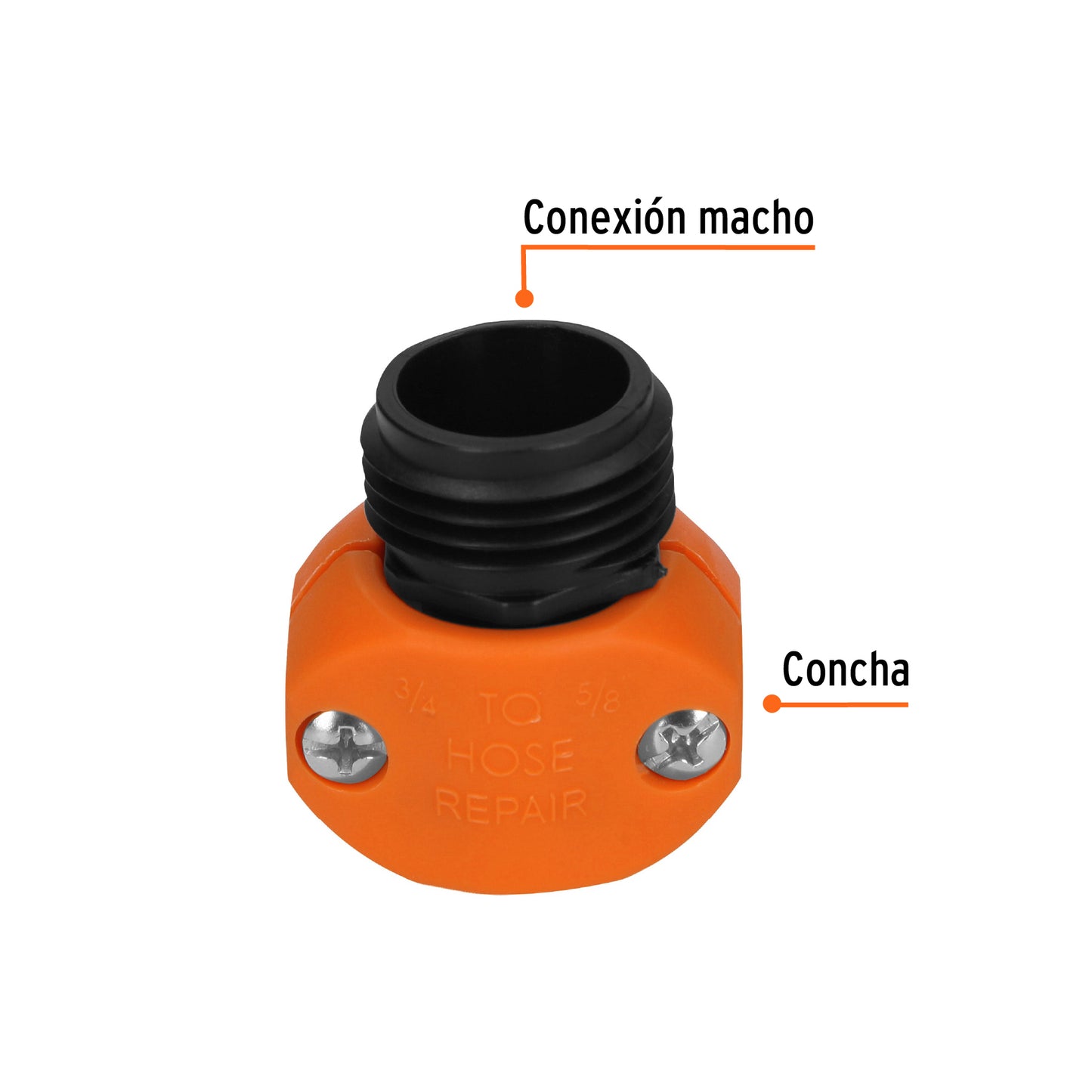 CONECTOR 5/8"-3/4" MACHO DE ABS PARA MANGUERA, TRUPER 12716 *