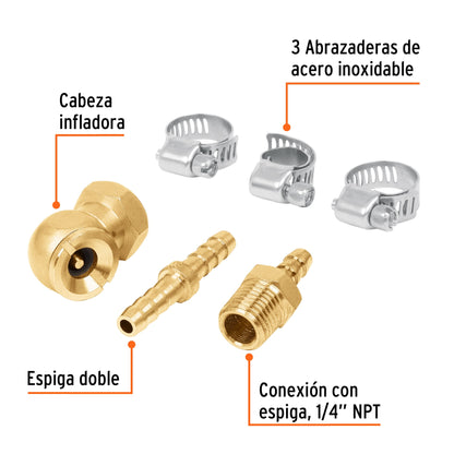 JUEGO DE 6 PIEZAS PARA REPARAR MANGUERAS DE 3/8" NPT, TRUPER 19021 *