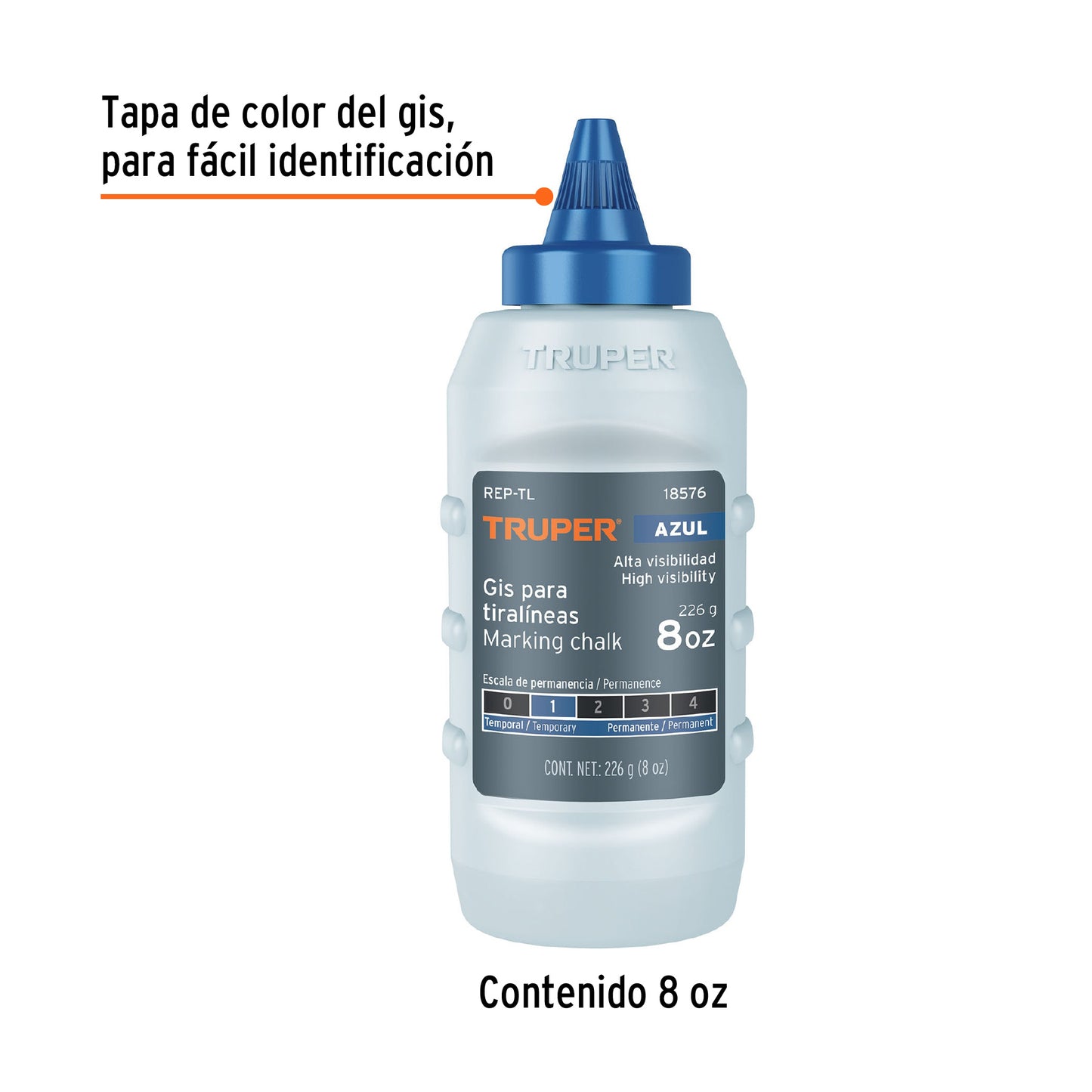 GIS AZUL PARA TIRALINEAS, ALTA VISIBILIDAD, 8 oz, TRUPER 18576 *