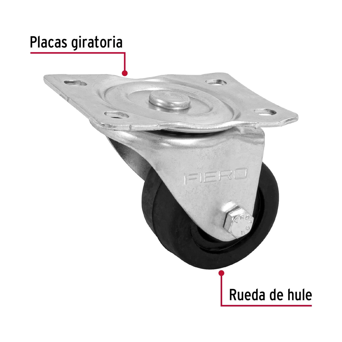 RODAJA HULE 2-1/2', PLACA GIRATORIA CON BUJE, CARGA 60 KG 48607 *