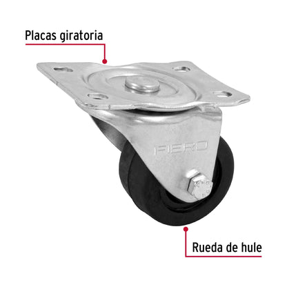 RODAJA HULE 2-1/2', PLACA GIRATORIA CON BUJE, CARGA 60 KG 48607 *