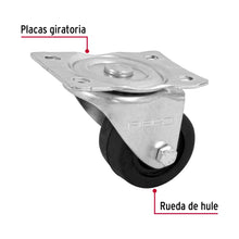 Cargar imagen en el visor de la galería, RODAJA HULE 2-1/2&#39;, PLACA GIRATORIA CON BUJE, CARGA 60 KG 48607 *
