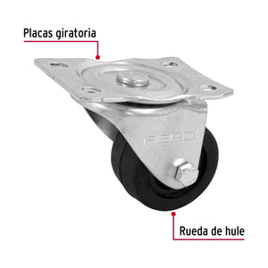 RODAJA HULE 2-1/2', PLACA GIRATORIA CON BUJE, CARGA 60 KG 48607 *