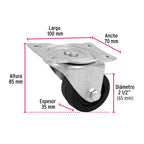 RODAJA HULE 2-1/2', PLACA GIRATORIA CON BUJE, CARGA 60 KG 48607 *