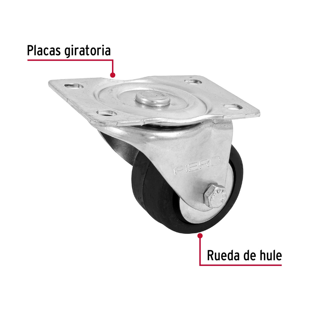 RODAJA HULE 2-1/2', PLACA GIRATORIA CON BALERO, CARGA 80 KG 48608 *