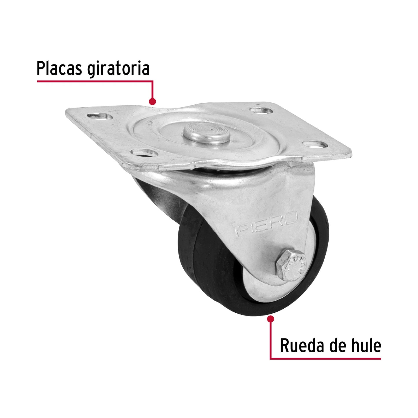 RODAJA HULE 2-1/2', PLACA GIRATORIA CON BALERO, CARGA 80 KG 48608 *