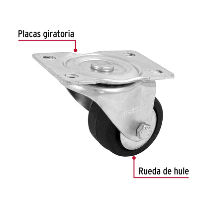 RODAJA HULE 2-1/2', PLACA GIRATORIA CON BALERO, CARGA 80 KG 48608 *