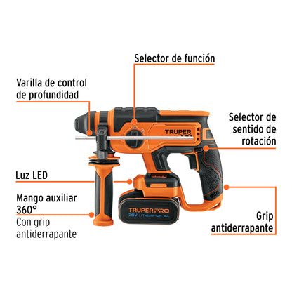 ROTOMARTILLO SDS PLUS INALAMBRICO 20V TRUPER PRO 103263 *