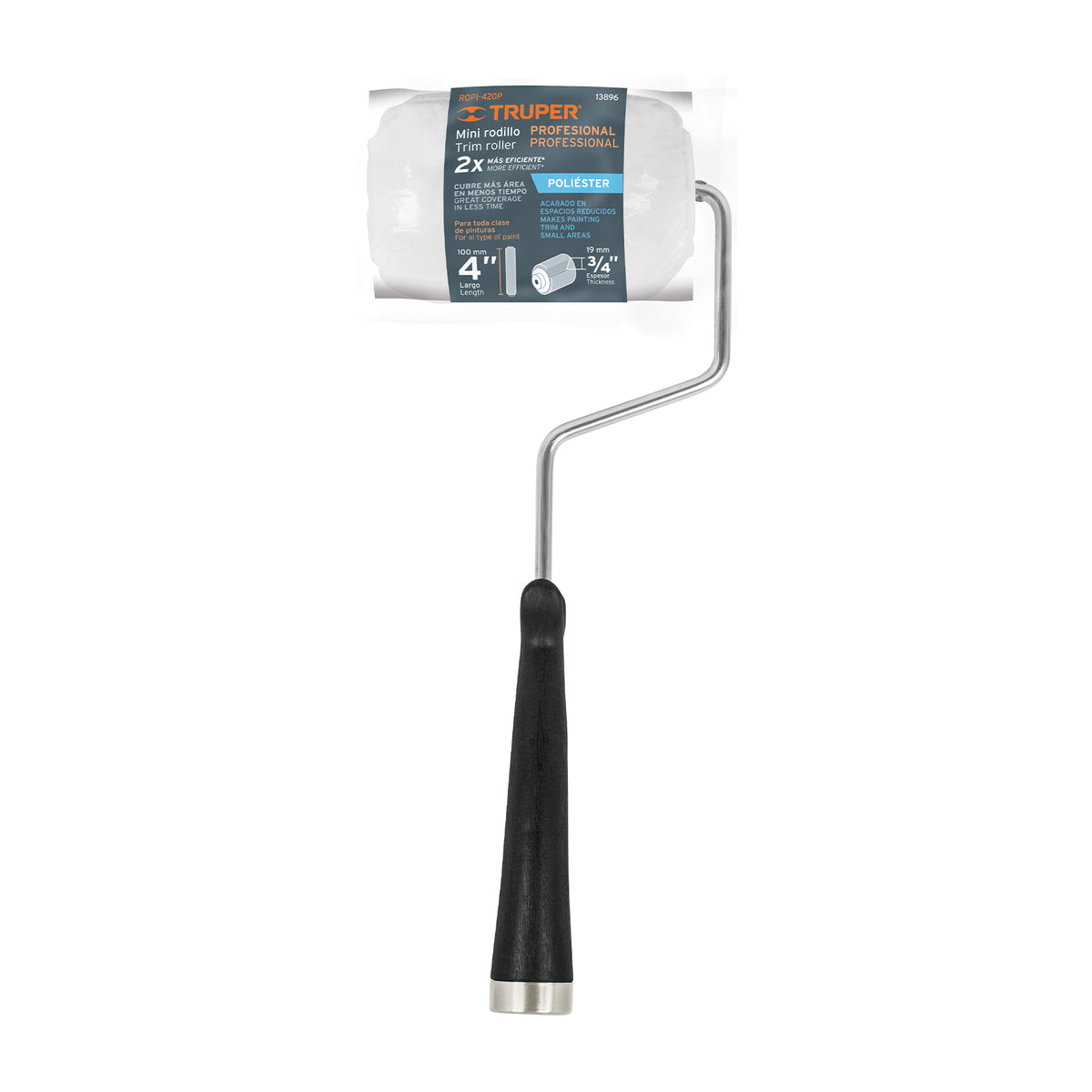 MINI RODILLO PARA PINTAR 4'' X 3/4'' DE POLIESTER, TRUPER 13896 *