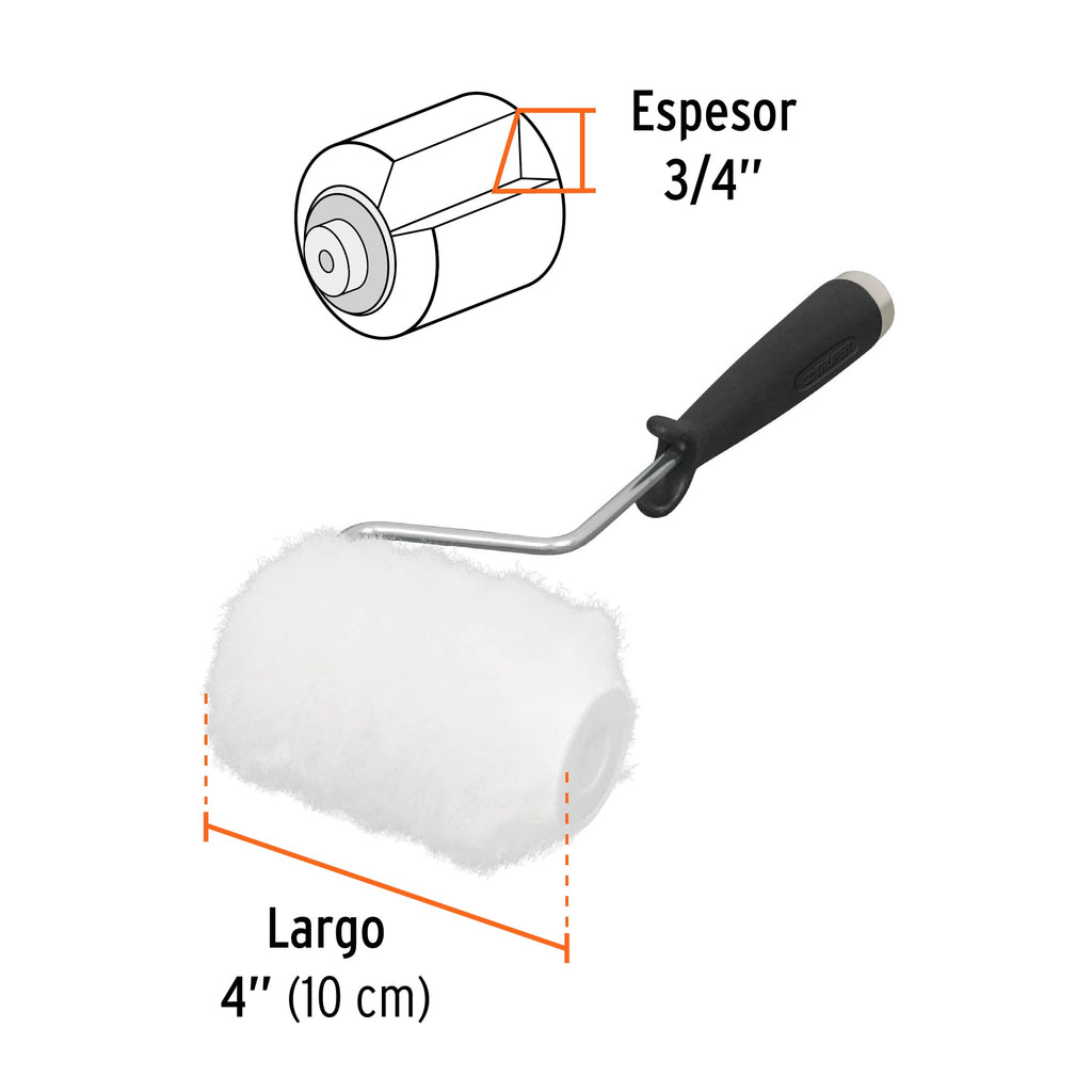 MINI RODILLO PARA PINTAR 4'' X 3/4'' DE POLIESTER, TRUPER 13896 *