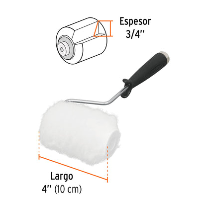 MINI RODILLO PARA PINTAR 4'' X 3/4'' DE POLIESTER, TRUPER 13896 *