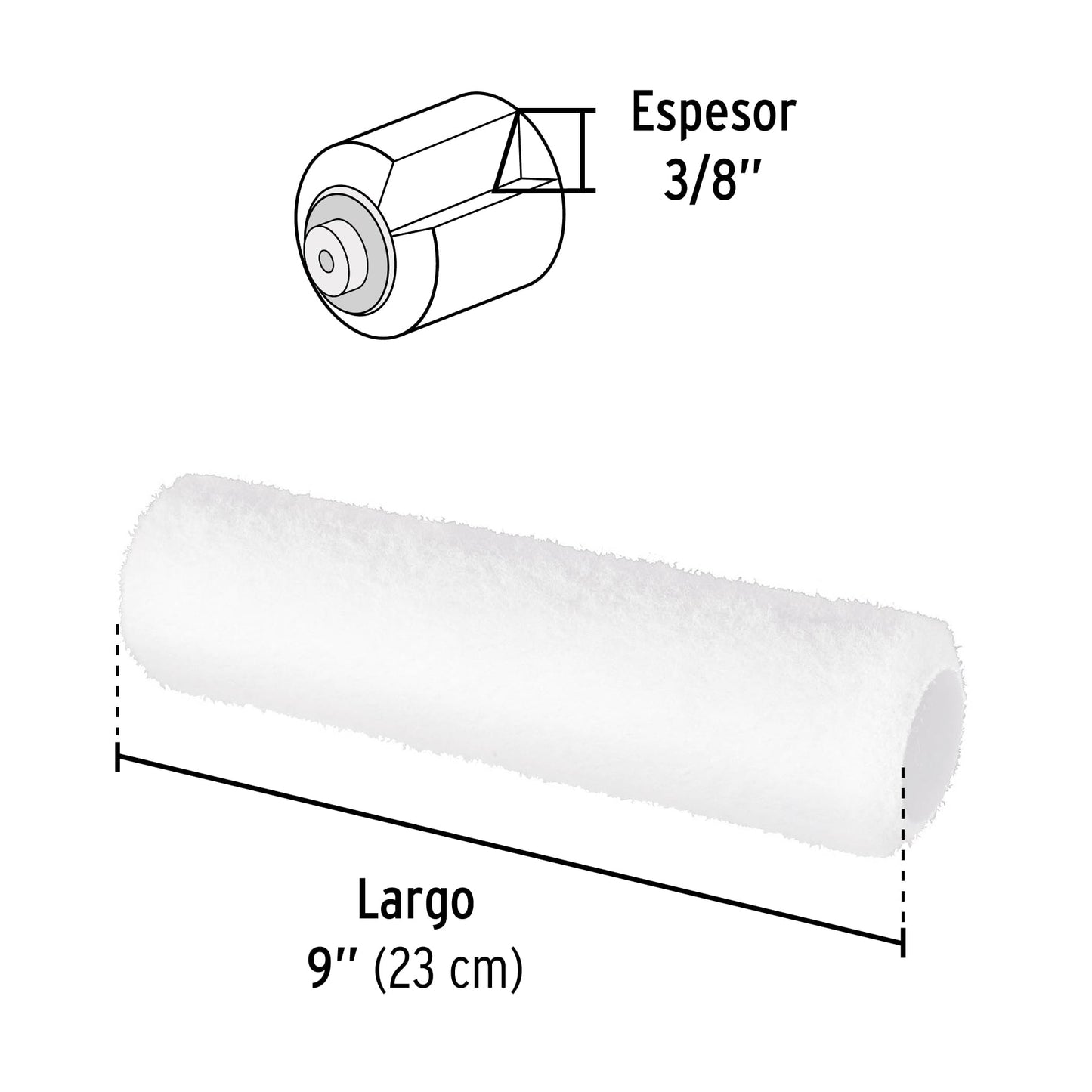 RODILLO PARA PINTAR, 9 X 3/8'', SUPERFICIES LISAS, PRETUL 28033 *