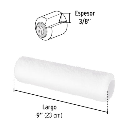 RODILLO PARA PINTAR, 9 X 3/8'', SUPERFICIES LISAS, PRETUL 28033 *