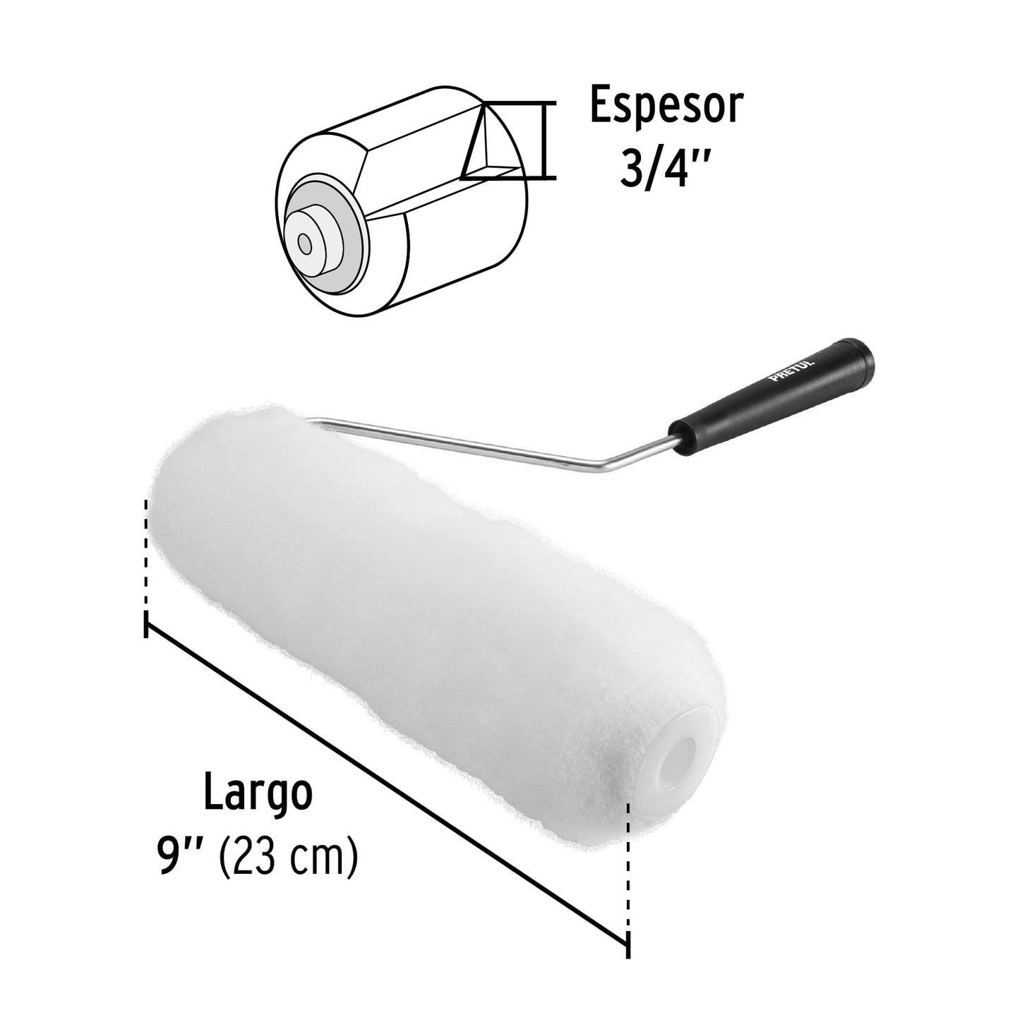 RODILLO PARA PINTAR, 9 X 3/4'', SUPERFICIES RUGOSAS, PRETUL 28035 *