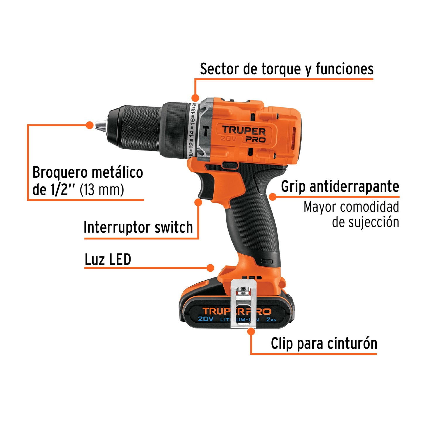 ROTORMARTILLO INALAMBRICO 1/2'', 20V, TRUPER PRO 103247 *