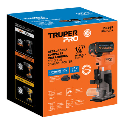 ROUTER INALAMBRICA 20V, TRUPER PRO 102865 P