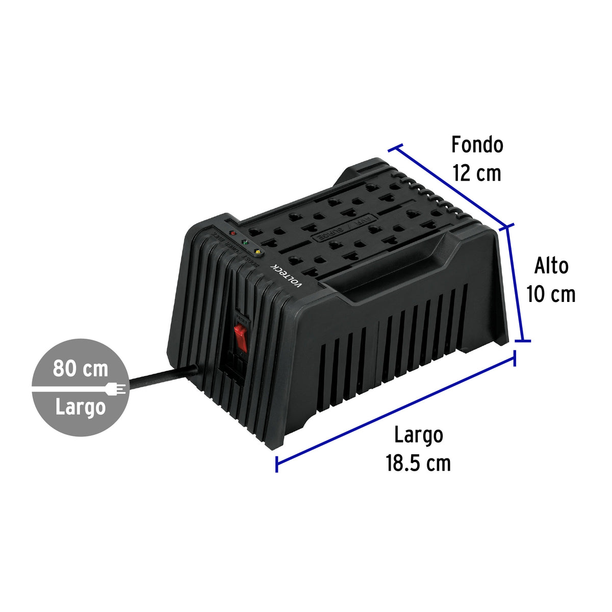 REGULADOR DE VOLTAJE 1200VA/600W 8 CONT. 45573 *