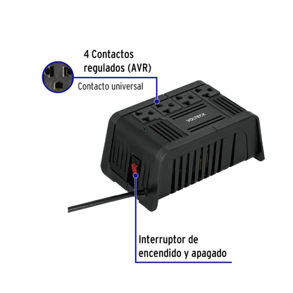 REGULADOR DE VOLTAJE 800VA/400W 4 CONT. 45572 *