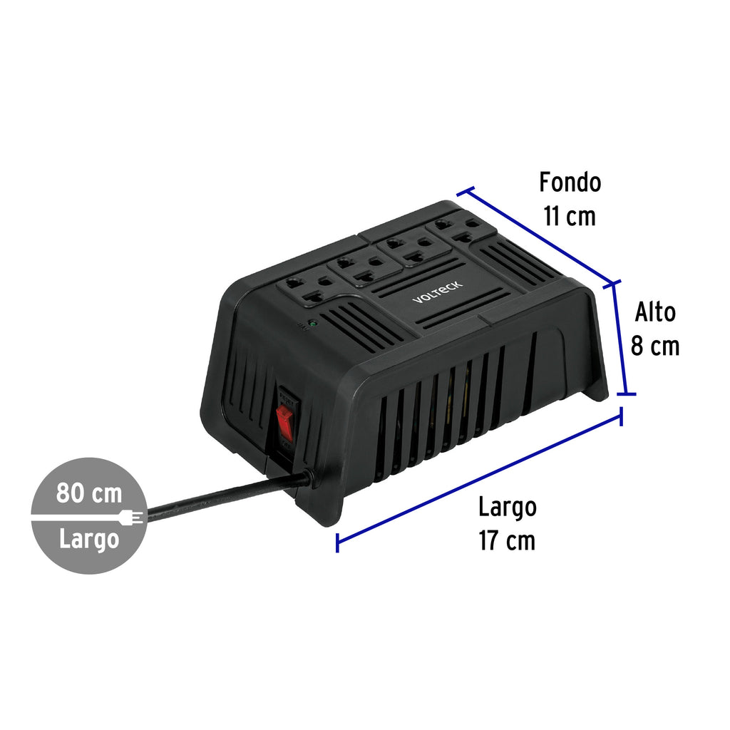 REGULADOR DE VOLTAJE 800VA/400W 4 CONT. 45572 *