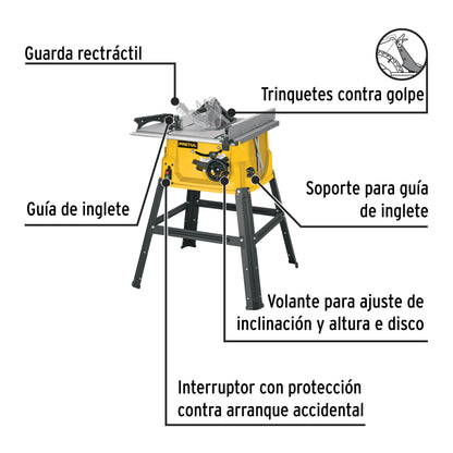 SIERRA DE MESA 10'', 2-1/2 HP (1900 W) CON BASE, PRETUL 29952 *
