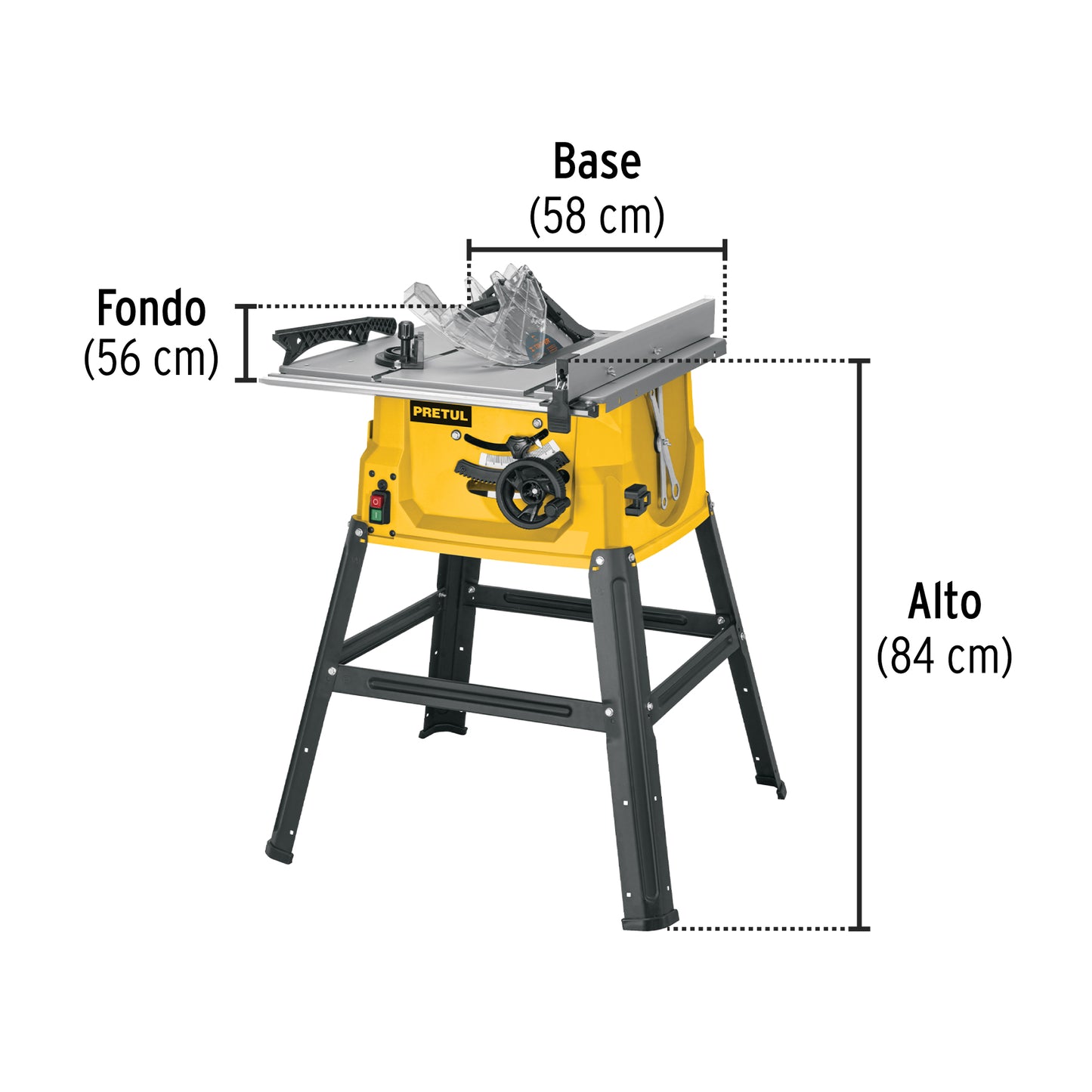 SIERRA DE MESA 10'', 2-1/2 HP (1900 W) CON BASE, PRETUL 29952 *