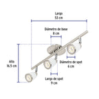LUMINARIO DE SOBREPONER 3 SPOT GU10 49554 P
