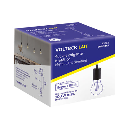 SOCKET COLGANTE METÁLICO, NEGRO, VOLTECK 45672 *