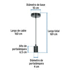 SOCKET COLGANTE METÁLICO, NEGRO, VOLTECK 45672 *