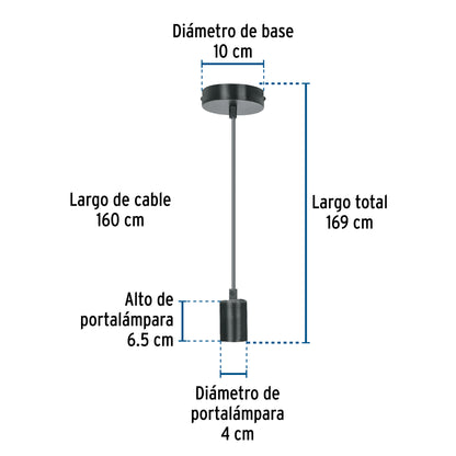 SOCKET COLGANTE METÁLICO, NEGRO, VOLTECK 45672 *