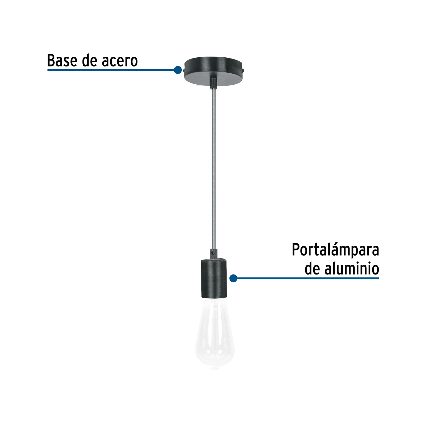 SOCKET COLGANTE METÁLICO, NEGRO, VOLTECK 45672 *