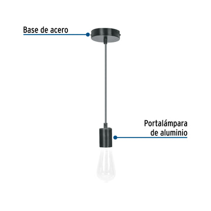 SOCKET COLGANTE METÁLICO, NEGRO, VOLTECK 45672 *