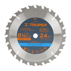 DISCO SIERRA 8-1/4" PARA MADERA, 24 DIENTES CENTRO 5/8" 18302 P