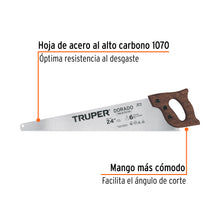 Cargar imagen en el visor de la galería, SERRUCHO 24&#39;&#39; DORADO, 6DPP, TRUPER 18170 P
