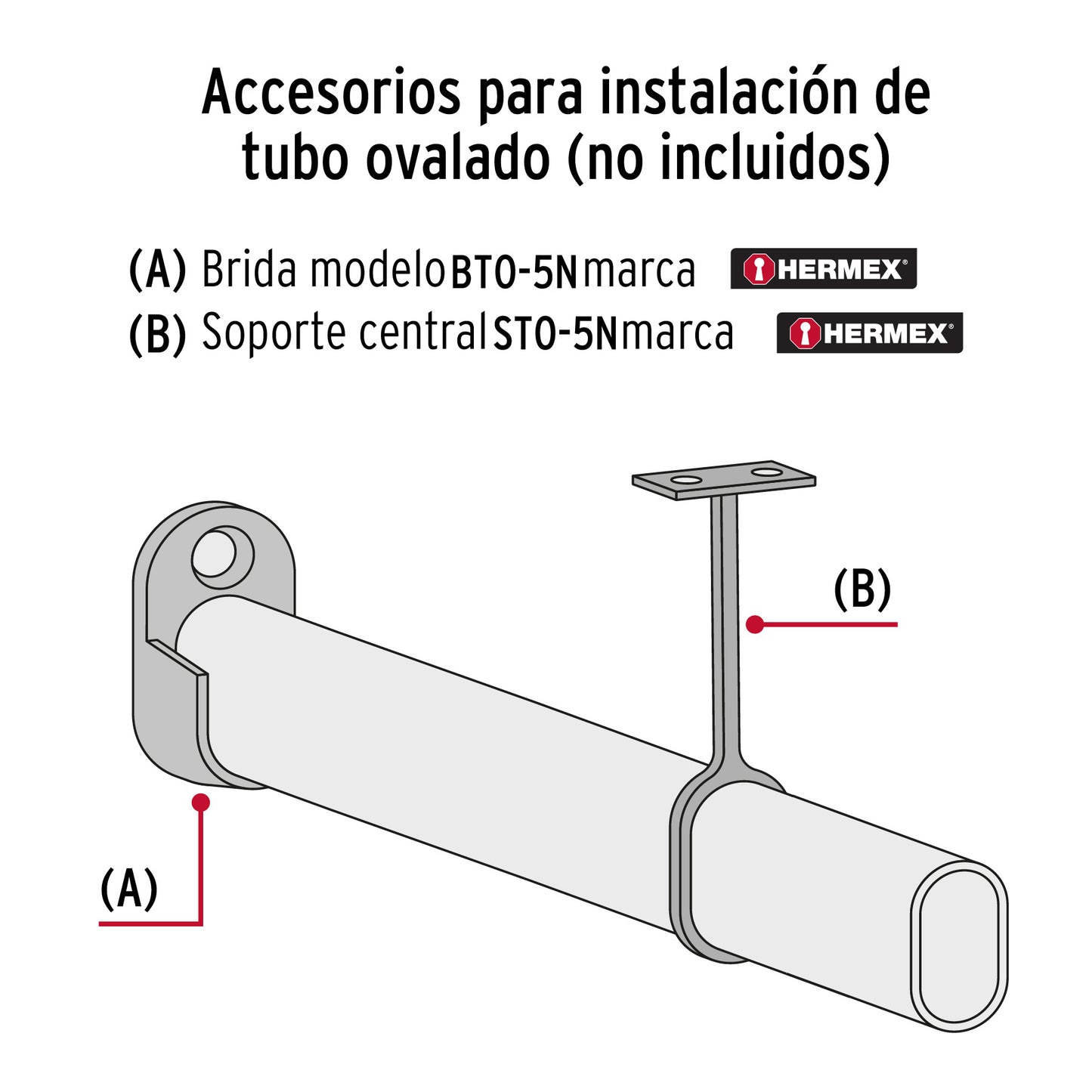 SOPORTE NEGRO PARA TUBO OVALADO DE CLOSET, HERMEX 46586 *