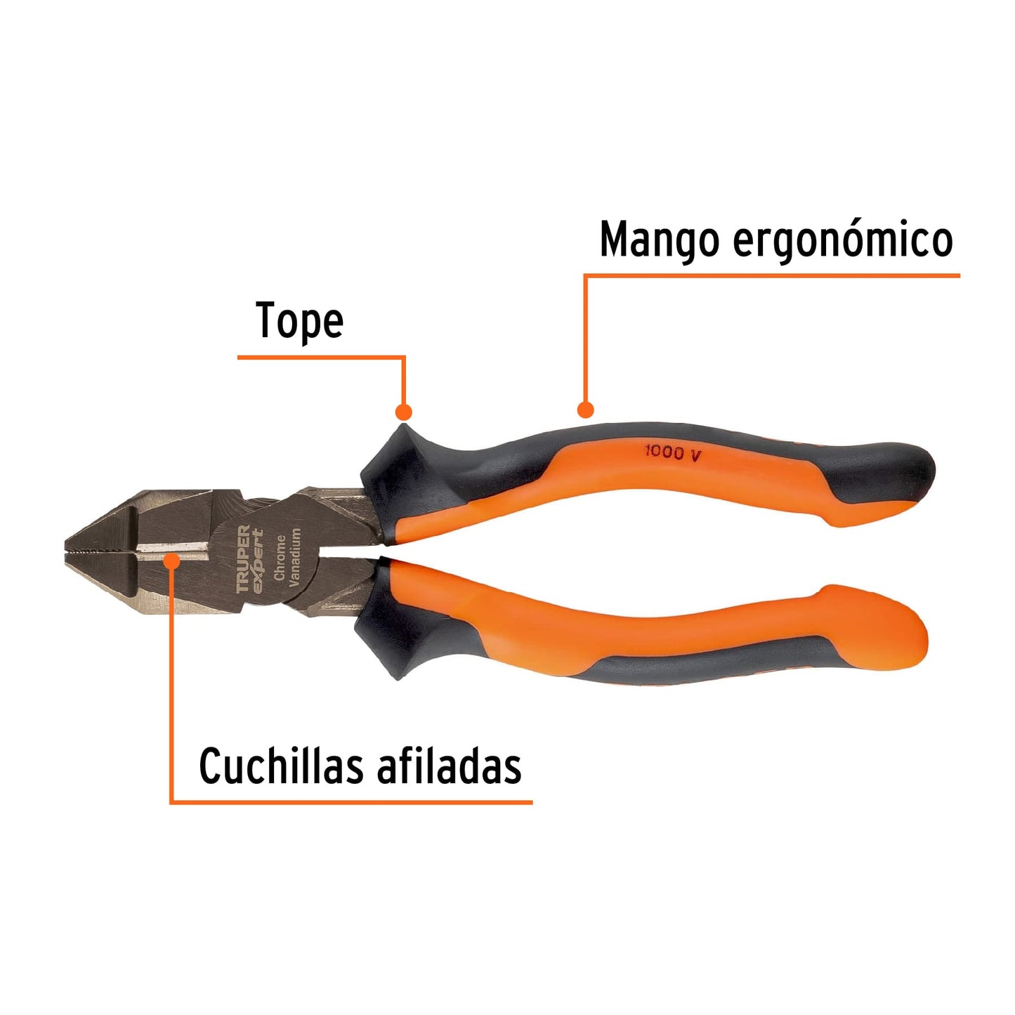 PINZA ELECTRICISTA 7''USO RUDO, ALTA PALANCA, COMFORT GRIP  17338 *
