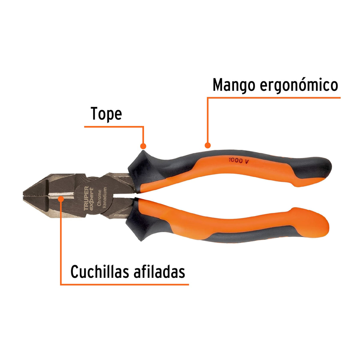 PINZA ELECTRICISTA 7''USO RUDO, ALTA PALANCA, COMFORT GRIP  17338 *