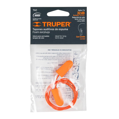 TAPON AUDITIVO DESECHABLE DE ESPUMA, TRUPER 14223 *