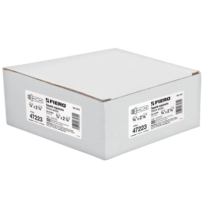 Caja con 100 taquetes expansivos de 1/4" con tornillo, FIERO 47223