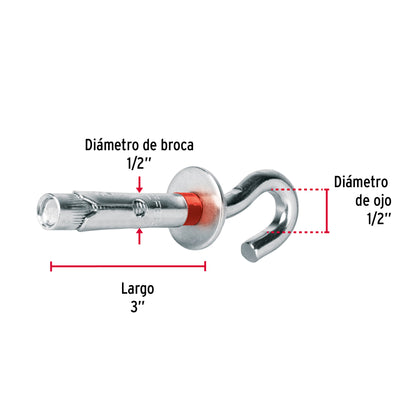 BOLSA CON 2 TAQUETES EXPANSIVOS 12X70 MM CON ARMELLA ABIERTA 47566 N