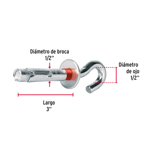 BOLSA CON 2 TAQUETES EXPANSIVOS 12X70 MM CON ARMELLA ABIERTA 47566 N