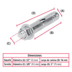 Caja con 50 taquetes expansivos de 3/8" con tornillo, FIERO 47339