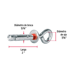 BOLSA CON 4 TAQUETES EXPANSIVOS 8X45 MM CON ARMELLA CERRADA 47560 P