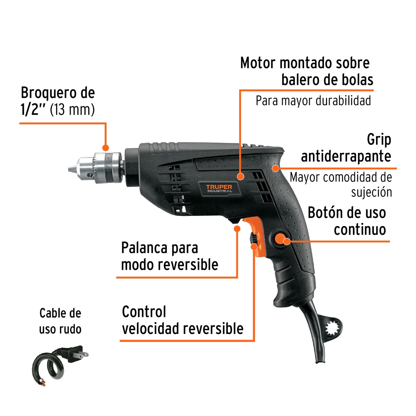 TALADRO INDUSTRIAL 3/8", 400 W 16706 *
