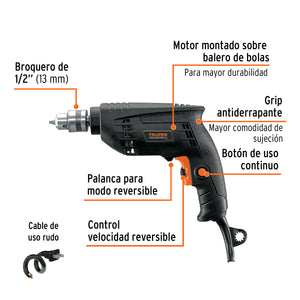 TALADRO INDUSTRIAL 3/8", 400 W 16706 *