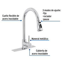 Cargar imagen en el visor de la galería, MONOMANDO PARA FREGADERO, CUELLO EXTRAIBLE, CROMO, TUBIG 46768 *
