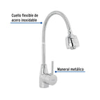 MONOMANDO PARA FREGADERO CON CUELLO FLEXIBLE, CROMO, TUBIG 47386 *