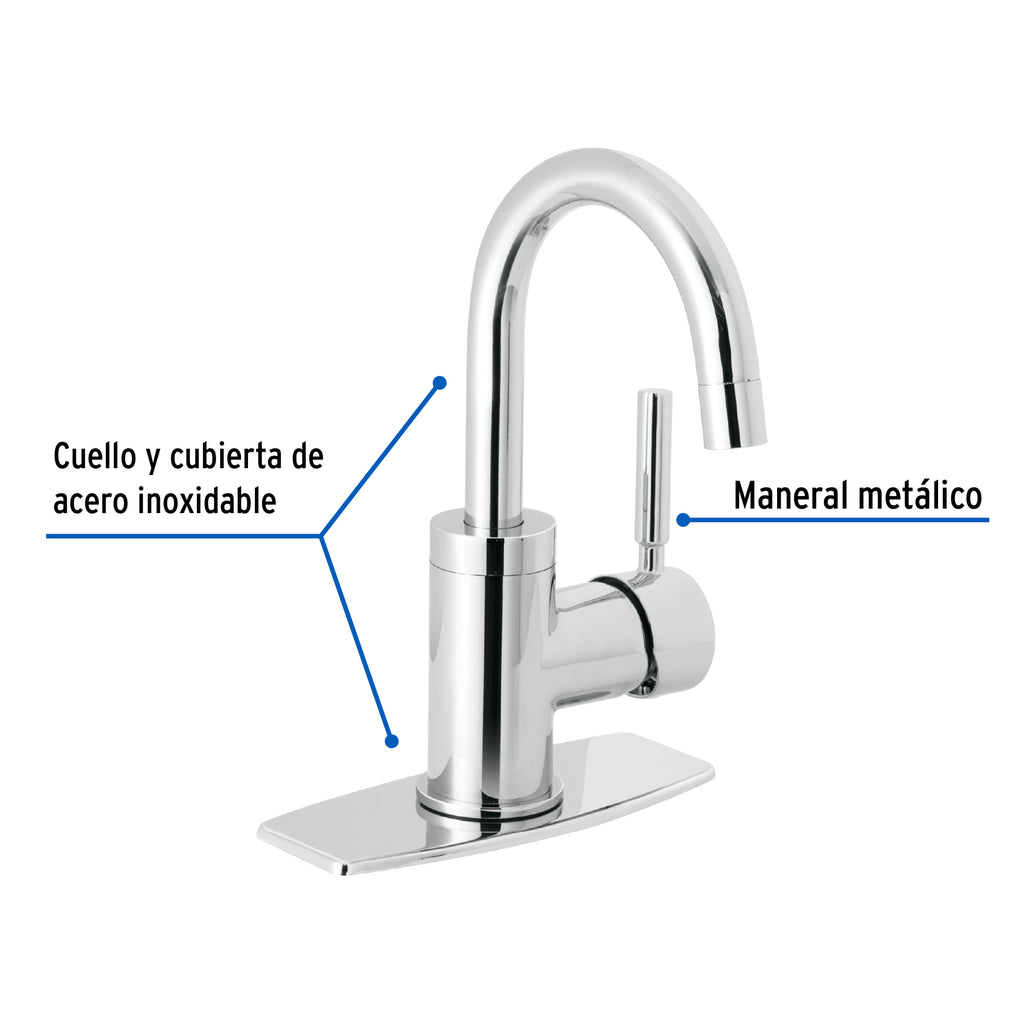 MONOMANDO CORTO PARA LAVABO, CROMO, FOSET TUBIG 46762 *